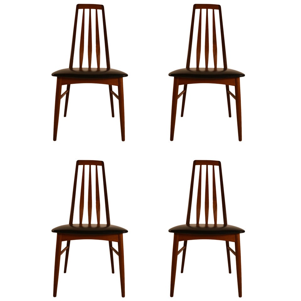Set of four "EVA" Chairs by Koefoeds Hornslet Danish Moder Teak Dining Chairs