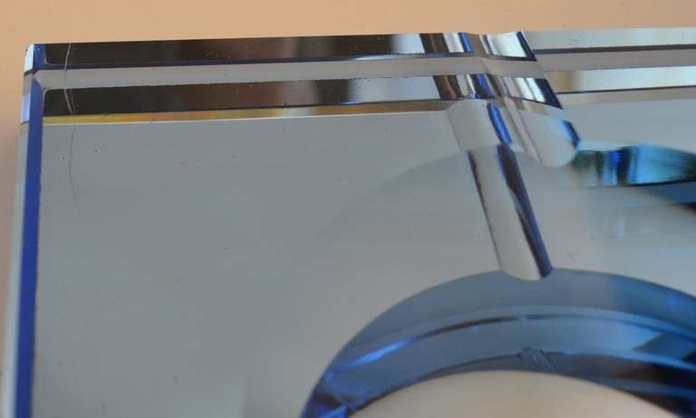 Italian Thick Plate Glass Mirrored Ashtray