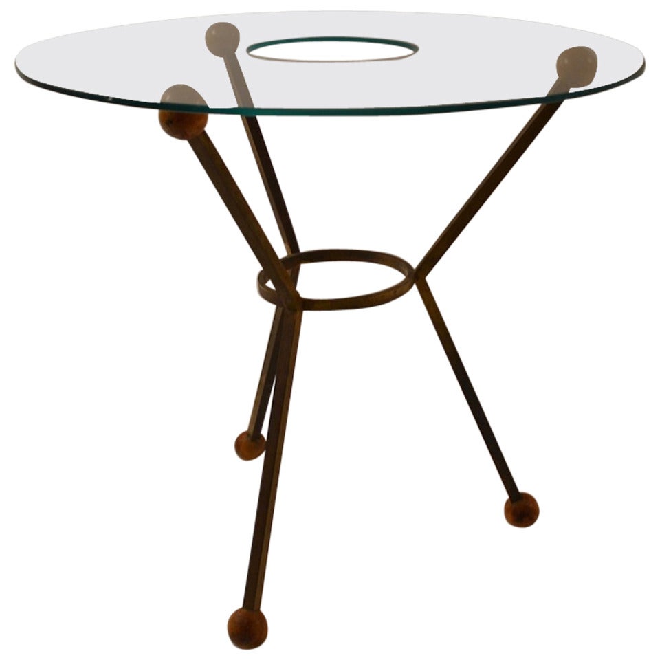 Jack table with doughnut glass top