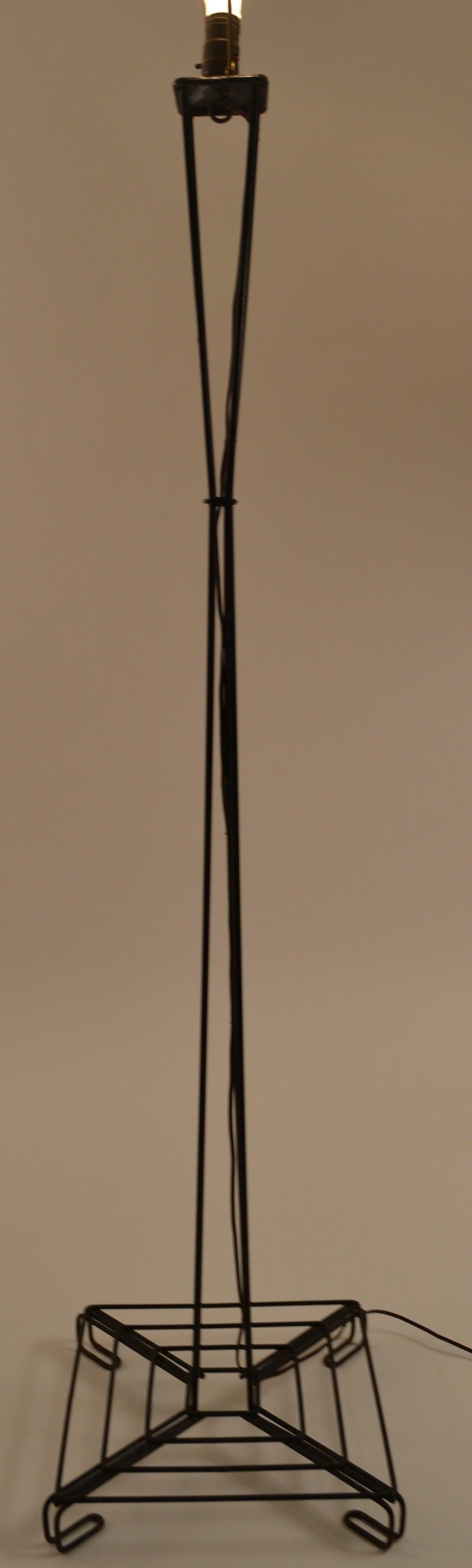 Wrought Iron Architectural Iron Rod Floor Lamp For Sale