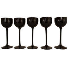 Lot of Five Carlo Moretti Cased Galss Stemware Wine Glasses 1