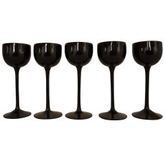 Vintage Lot of Five Carlo Moretti Cased Galss Stemware Wine Glasses