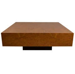 Milo Baughman Burl Cube Coffee Table