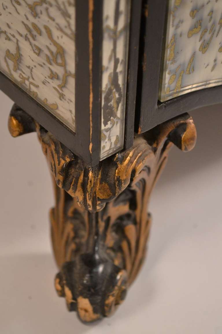 Hollywood Regency Pair Mirrored Night Stands attributed to James Mont For Sale