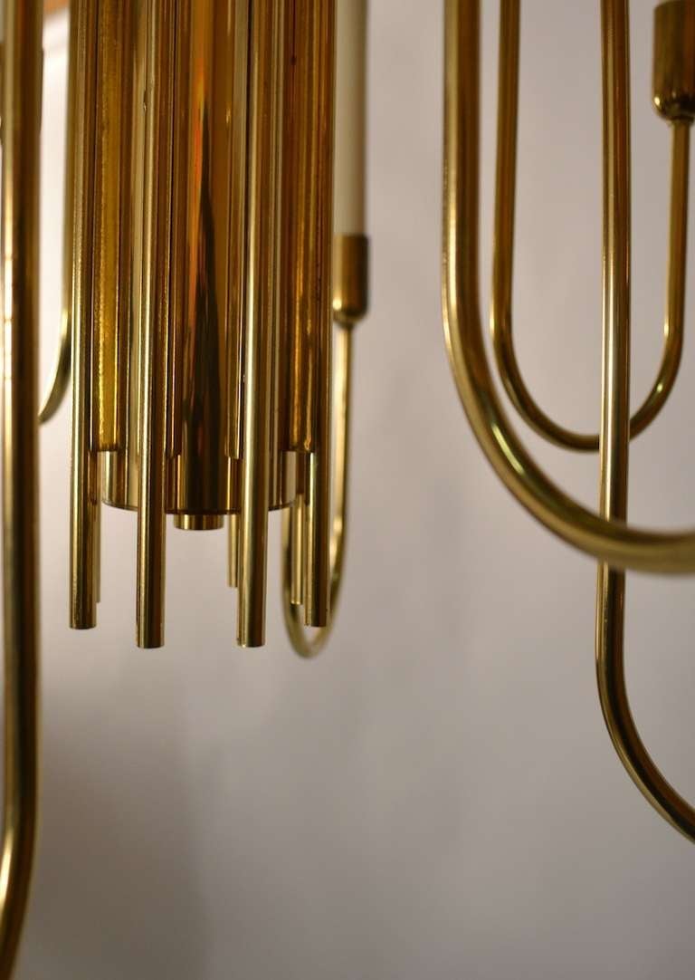 Elegant Brass Chandelier by Gaetano Sciolari for Lightolier 2