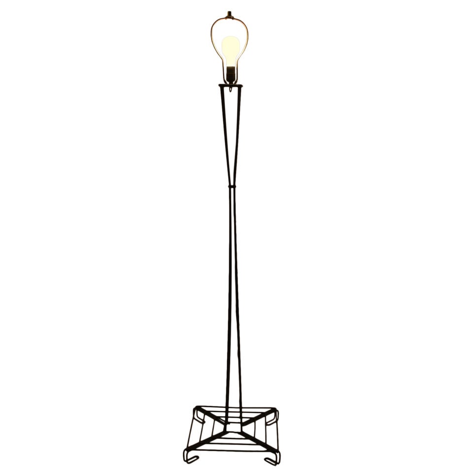 Architectural Iron Rod Floor Lamp For Sale