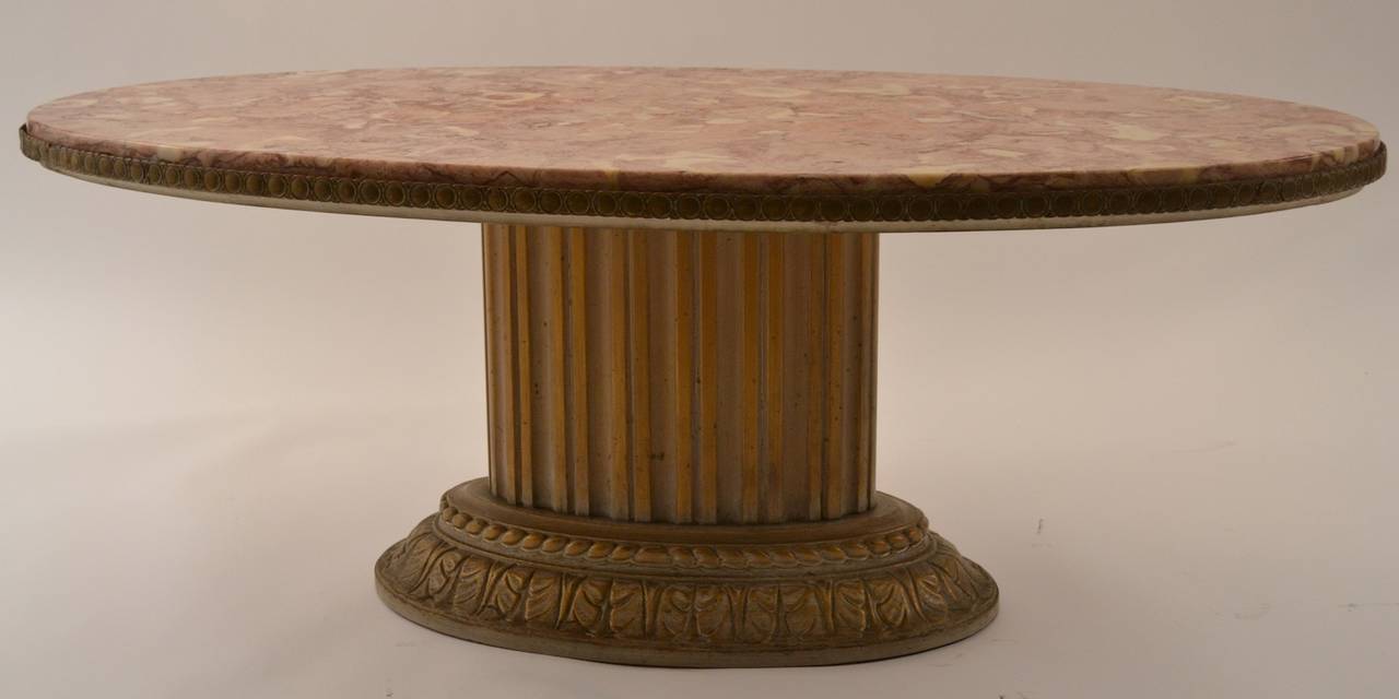 Hollywood Regency Grosfeld House Oval Marble Top Cocktail Table