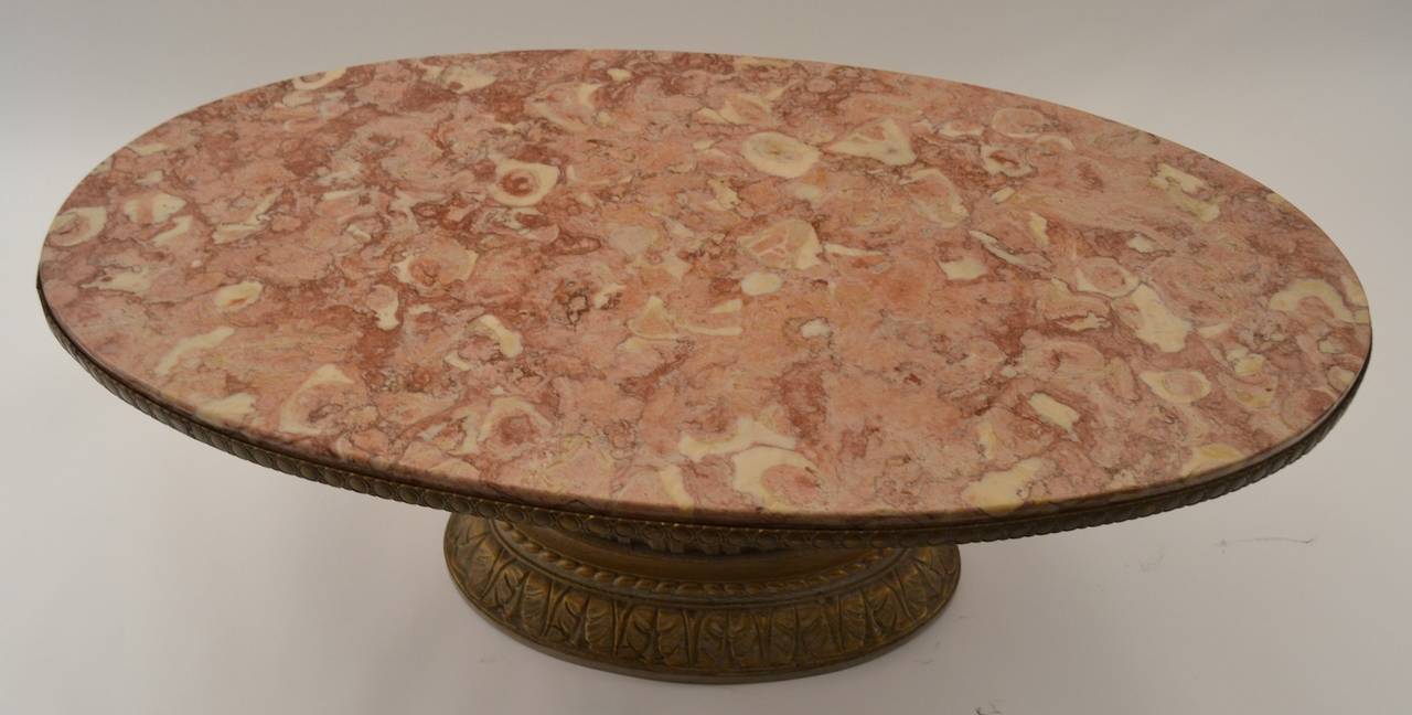 American Grosfeld House Oval Marble Top Cocktail Table