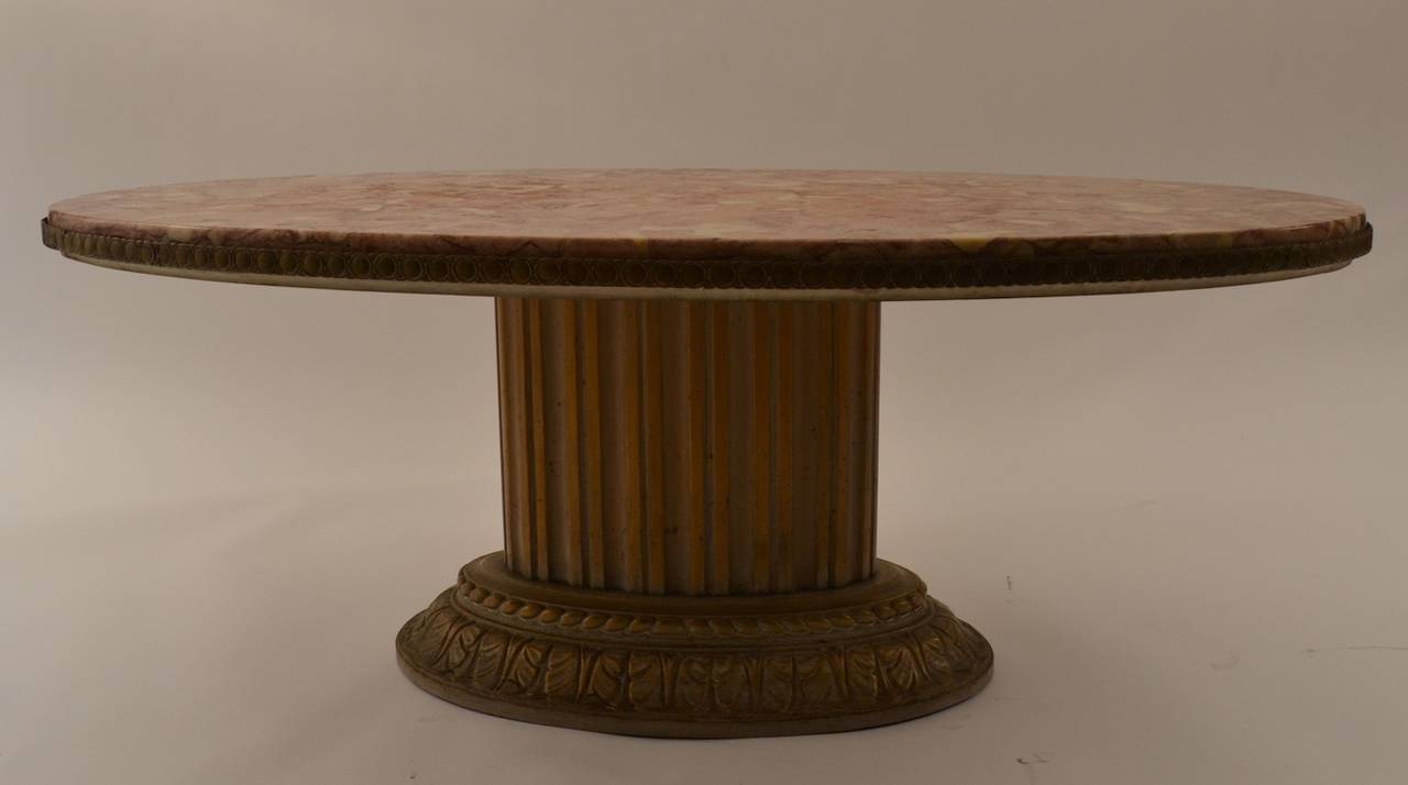 Grosfeld House Oval Marble Top Cocktail Table 3