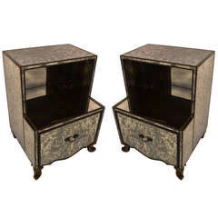 Pair Mirrored Night Stands attributed to James Mont 12