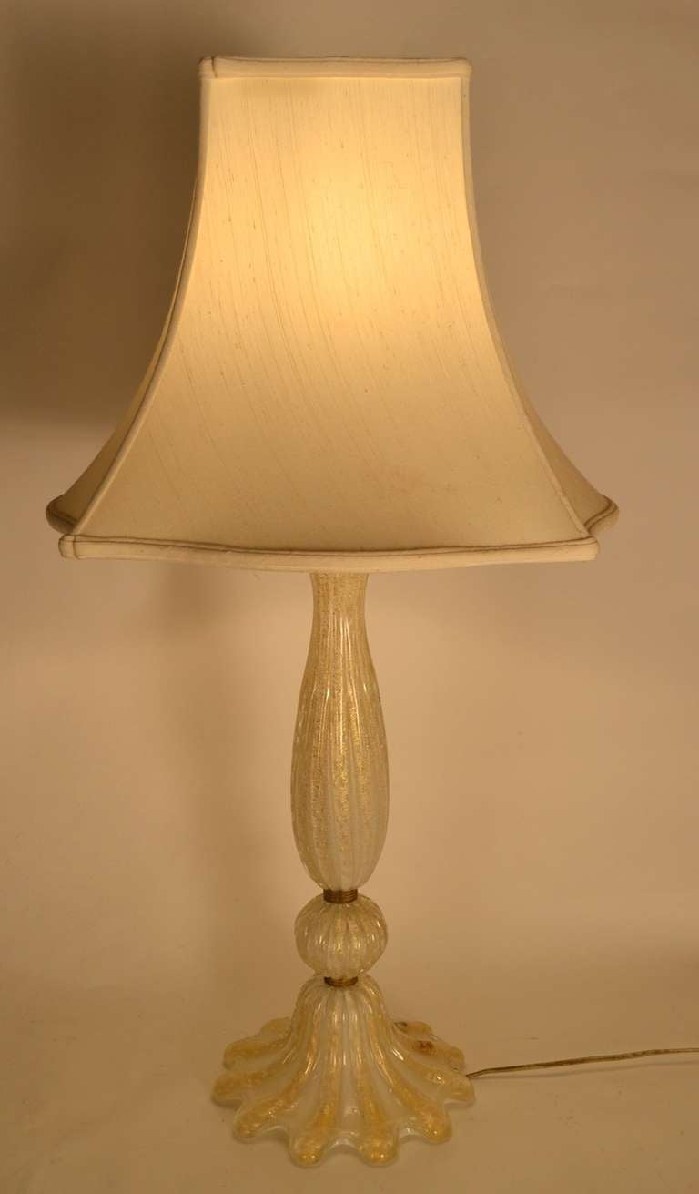 Art Glass Pair of Murano Avventurina Italian Table Lamps For Sale