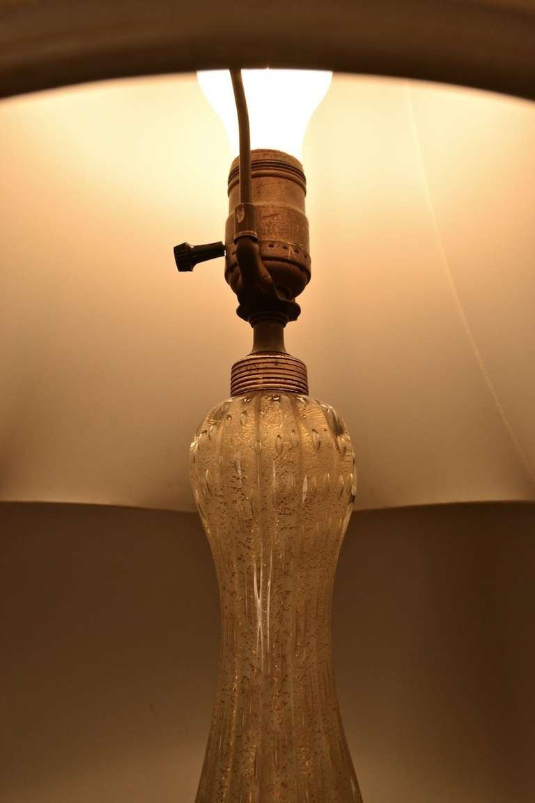 Hollywood Regency Pair of Murano Avventurina Italian Table Lamps For Sale