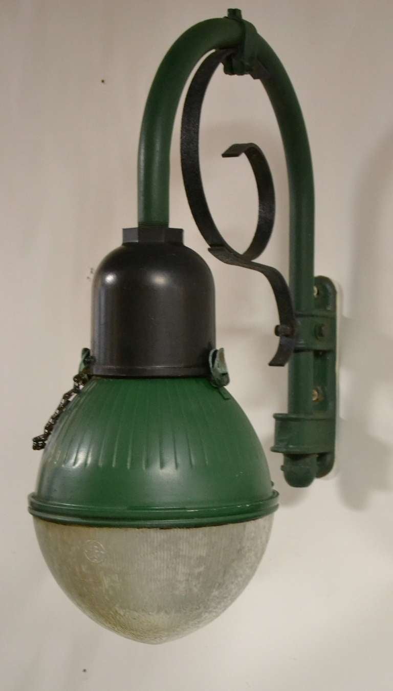 Pair of Turn of the Century Industrial Outdoor Sconces In Excellent Condition In New York, NY
