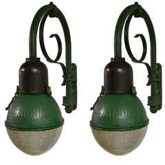 Antique Pair of Turn of the Century Industrial Outdoor Sconces