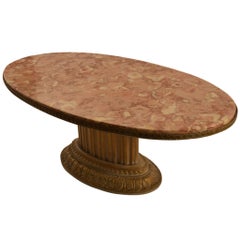 Grosfeld House Oval Marble Top Cocktail Table