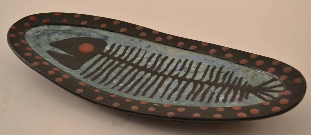 Modernist Pottery Fish Platter at 1stDibs