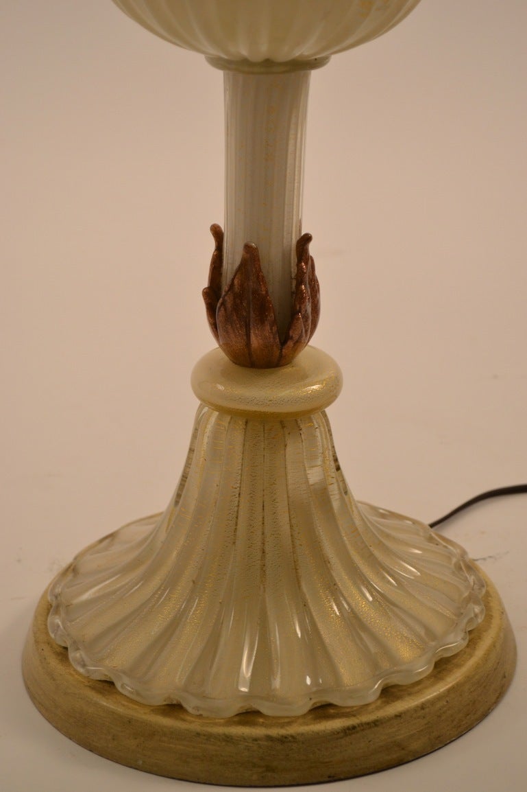 Mid-20th Century Pair Murano Glass Lamps