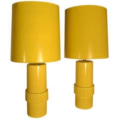 Matched Pair of Cylindrical Table Lamps Matched Pair of Cylindrical Table Lamps