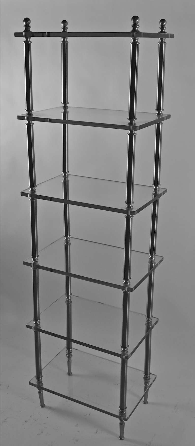 Steel Brass and Glass Etagere after Jansen In Excellent Condition In New York, NY