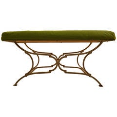 Diminutive Upholstered Bench with solid  iron base