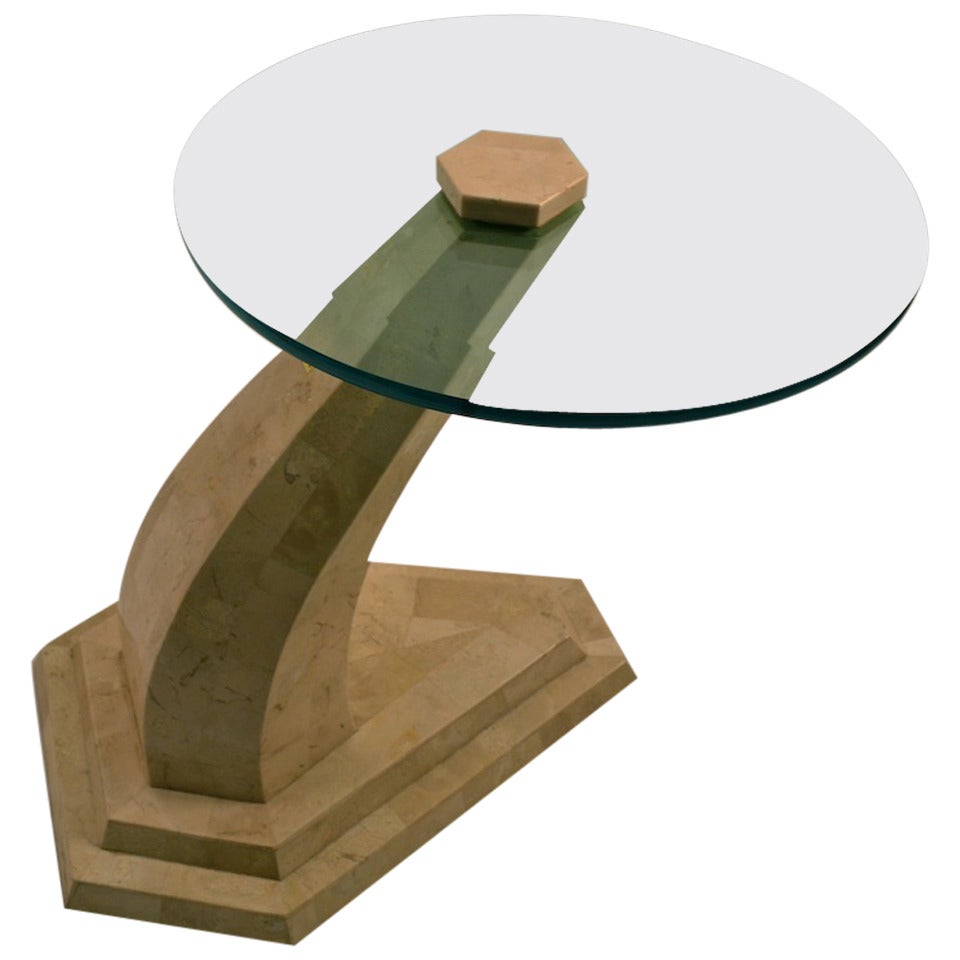 Robert Marcius  Table en pierre tessellée et verre biseauté  par Casa Bique