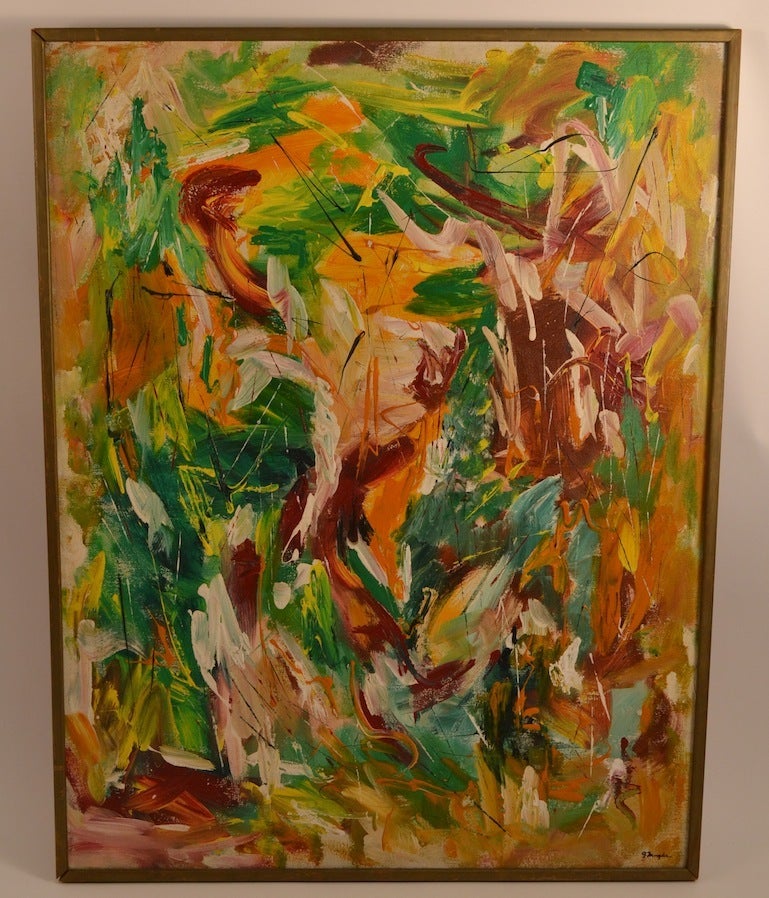 Mid-20th Century Vintage Abstract Painting Signed 