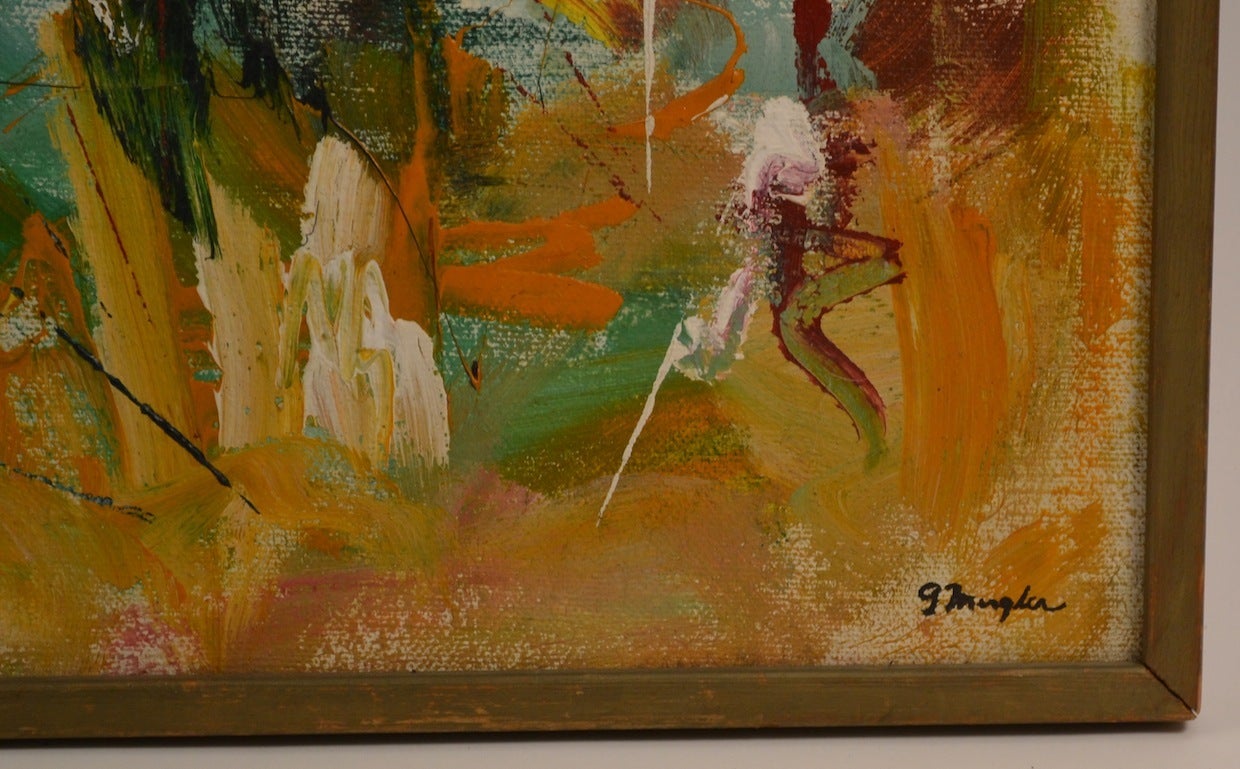 Mid-Century Modern Vintage Abstract Painting Signed 