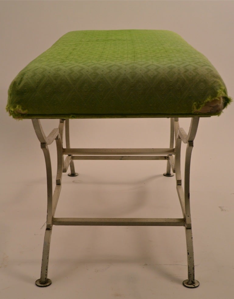 Diminutive Upholstered Bench with solid  iron base 2