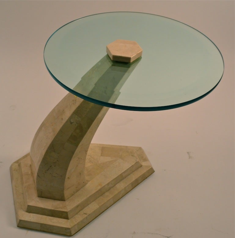 Cantilevered end,or occasional table. Very decorative design, excellent original condition, still bears original 