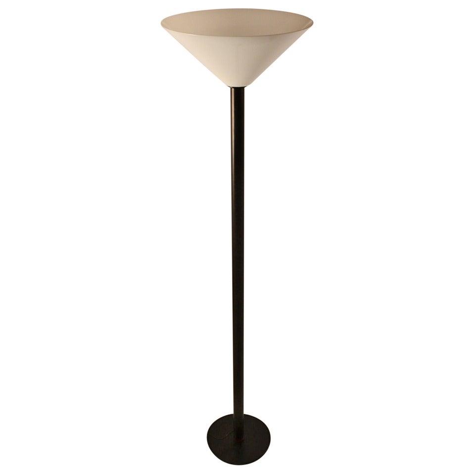 Classic Black and White Art Deco Revival Torchiere For Sale