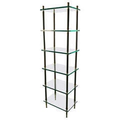 Steel Brass and Glass Etagere after Jansen