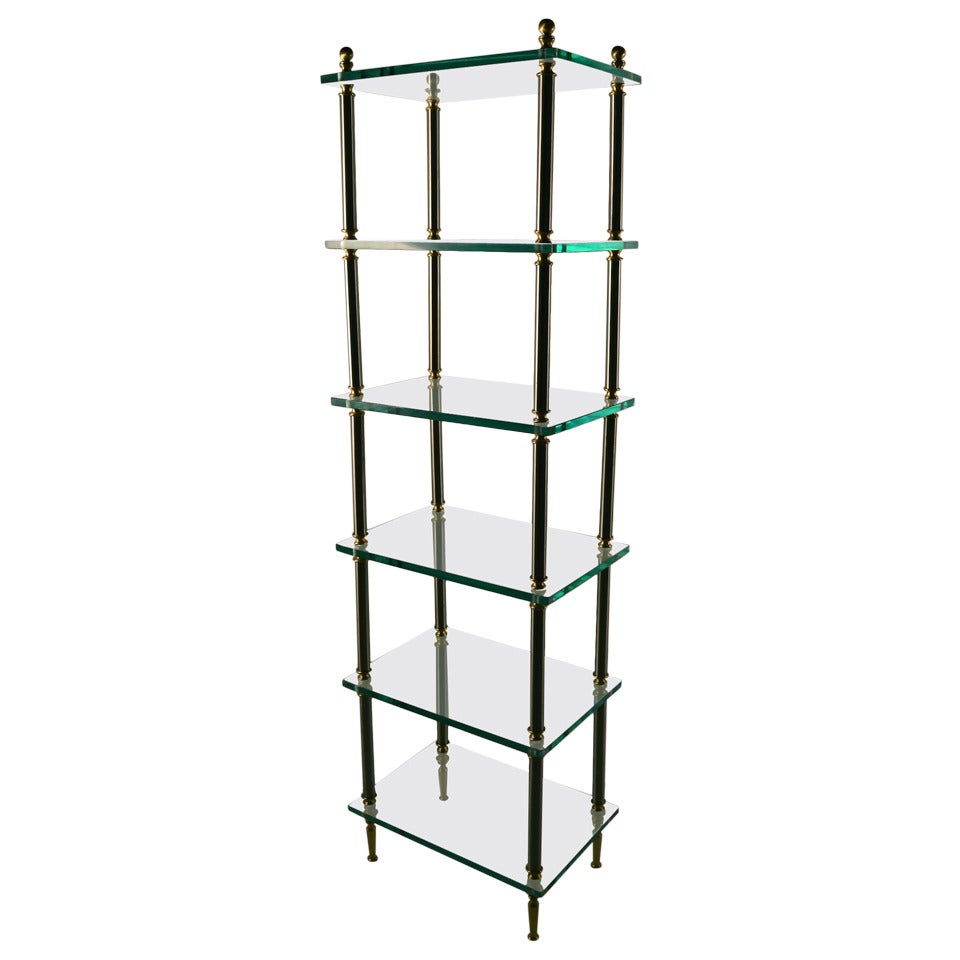 Steel Brass and Glass Etagere after Jansen