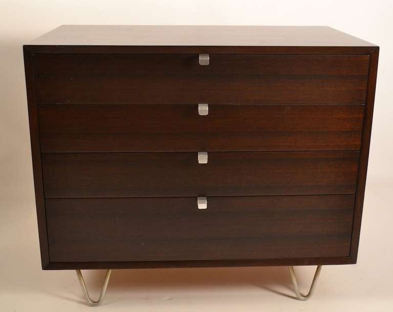 Pair four drawer bachelors chests, George Nelson design for Herman Miller with the rare 