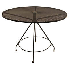 Round Woodard Mesh-Top Dining Table