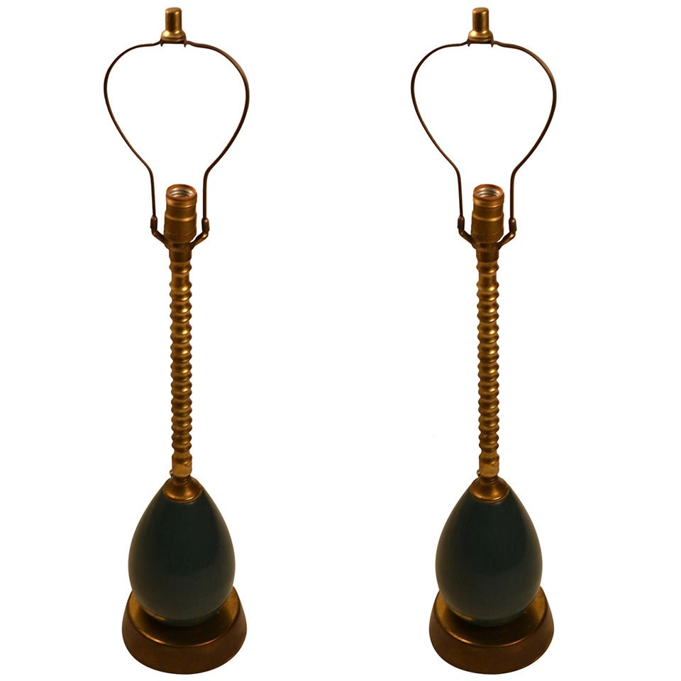 Pair of Brass and Ceramic Decorative Table Lamps