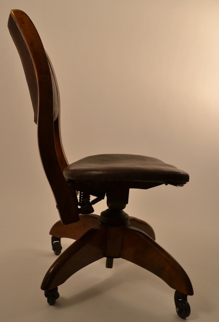 Industrial Turn of the Century Swivel Tilt Armless Desk Chair