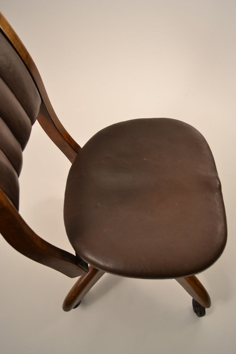 Naugahyde Turn of the Century Swivel Tilt Armless Desk Chair