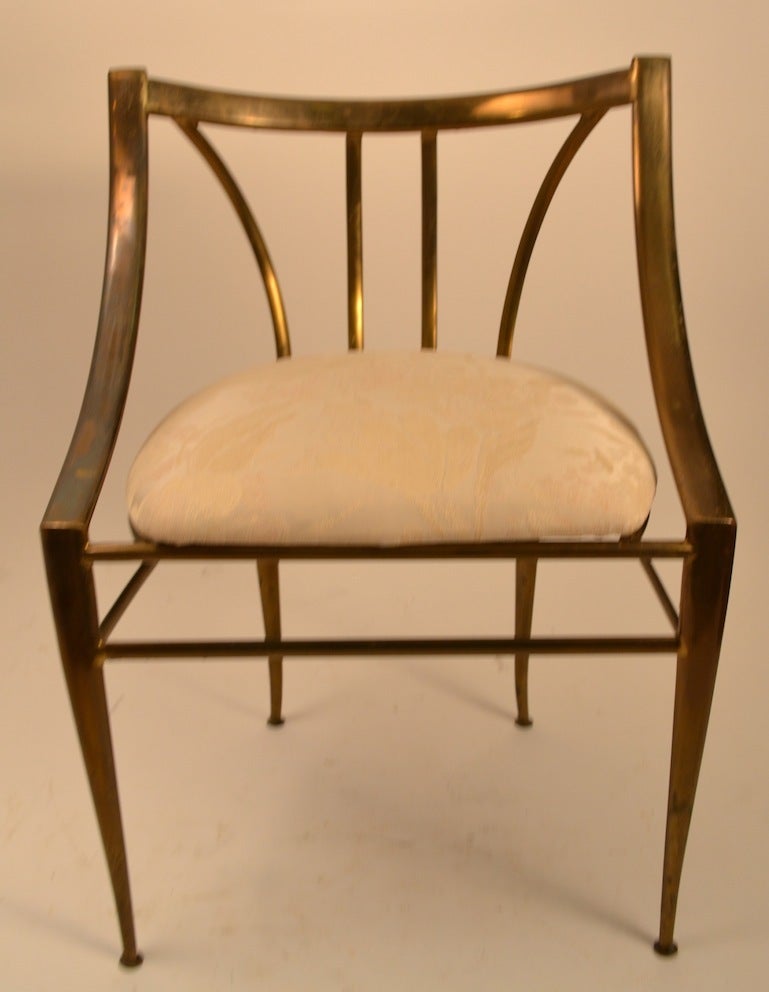 Mid-Century Modern Brass Lounge Chair by Chiavari