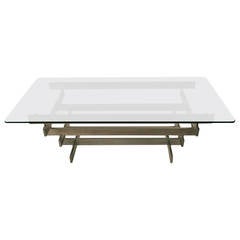 Stacked Aluminum Block Base Glass Top Coffee Table 12
