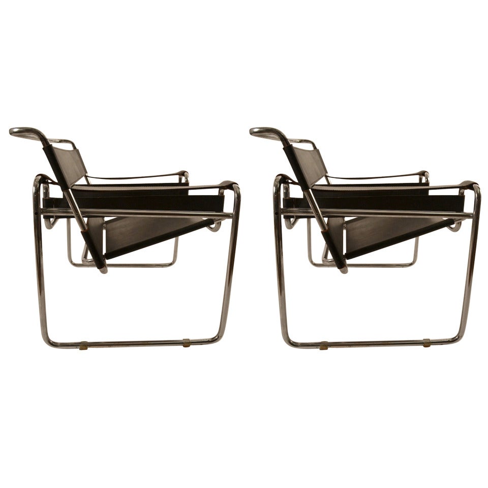 Pair of Marcel Breuer Wassily Chairs Made in Italy