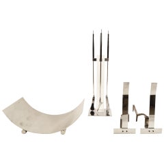 Seltenes komplettes Kamin-Set aus Lucite und Chrom
