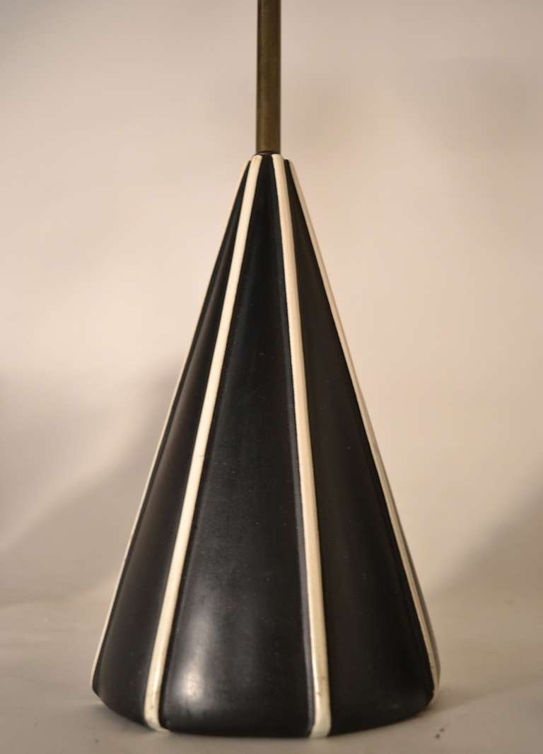 Chic Black and White Cone Form Table Lamps at 1stDibs