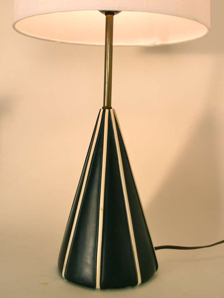 Mid-20th Century Chic Black and White Cone Form Table Lamps