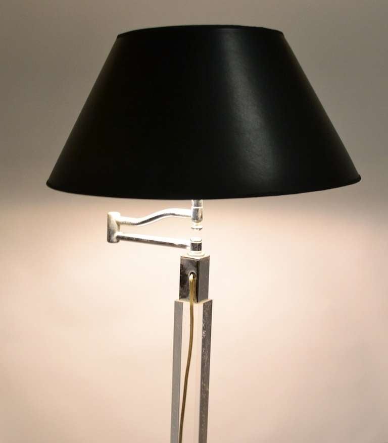 Art Deco Lucite and Chrome Swing Arm Floor Lamp For Sale