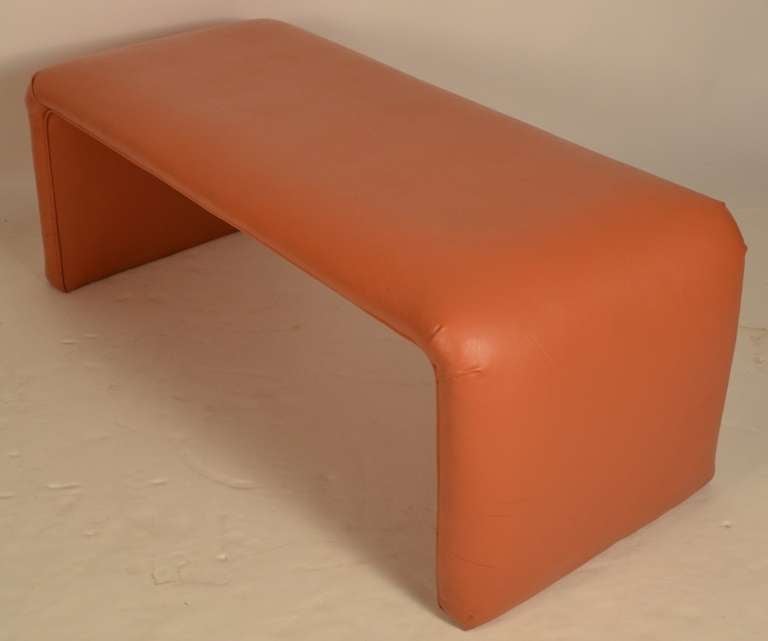 Mid-Century Modern Vinyl Waterfall Style Bench From Catskill NY Resort