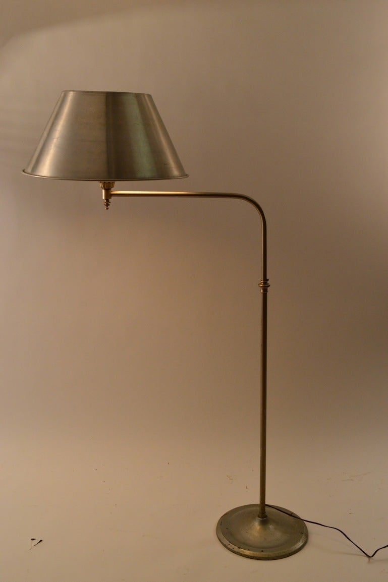 Mid-20th Century Adjustable Machine Age Industrial Floor Lamp For Sale