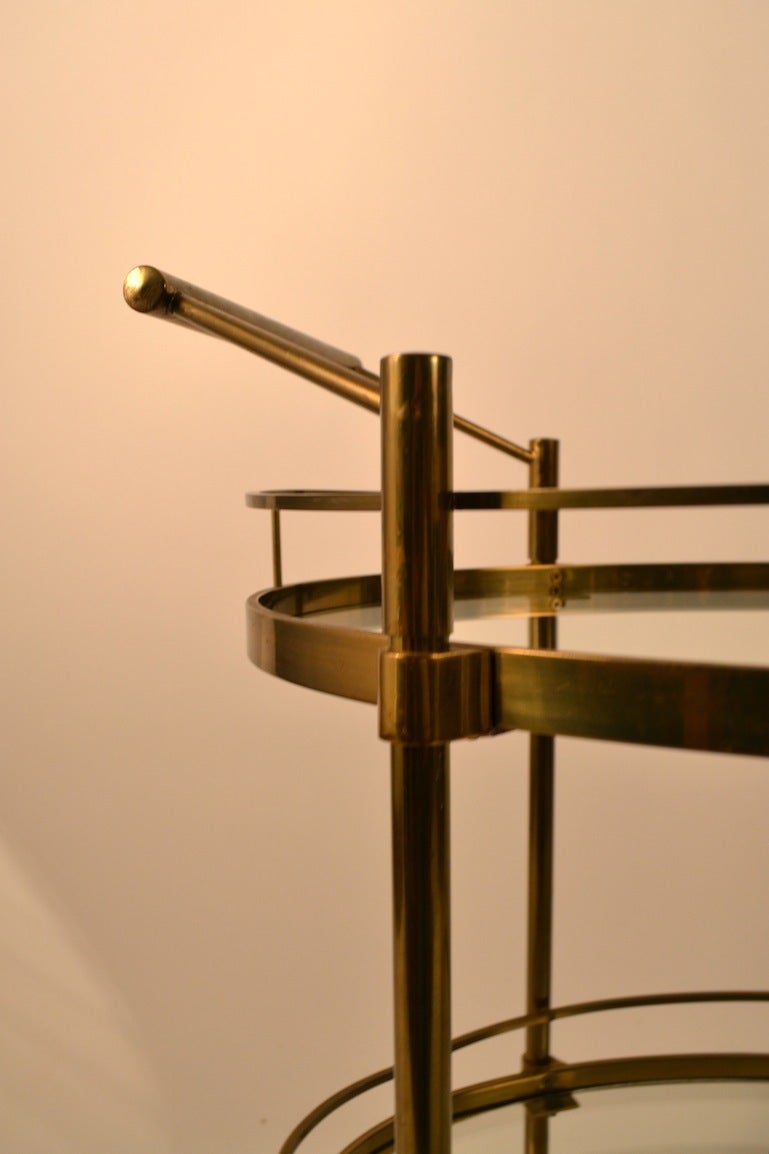 Brass and Glass Serving Oval Bar Cart 1