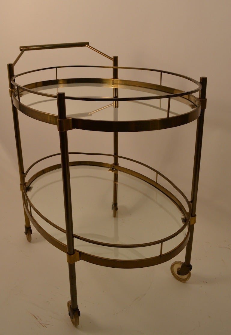 Brass and Glass Serving Oval Bar Cart 2