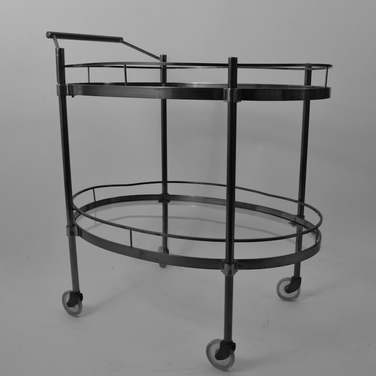 Brass and Glass Serving Oval Bar Cart 3