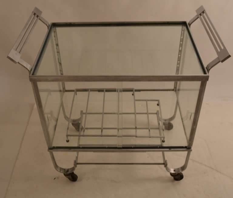 American Treitel Gratz Nickeled Bar Serving Cart For Sale